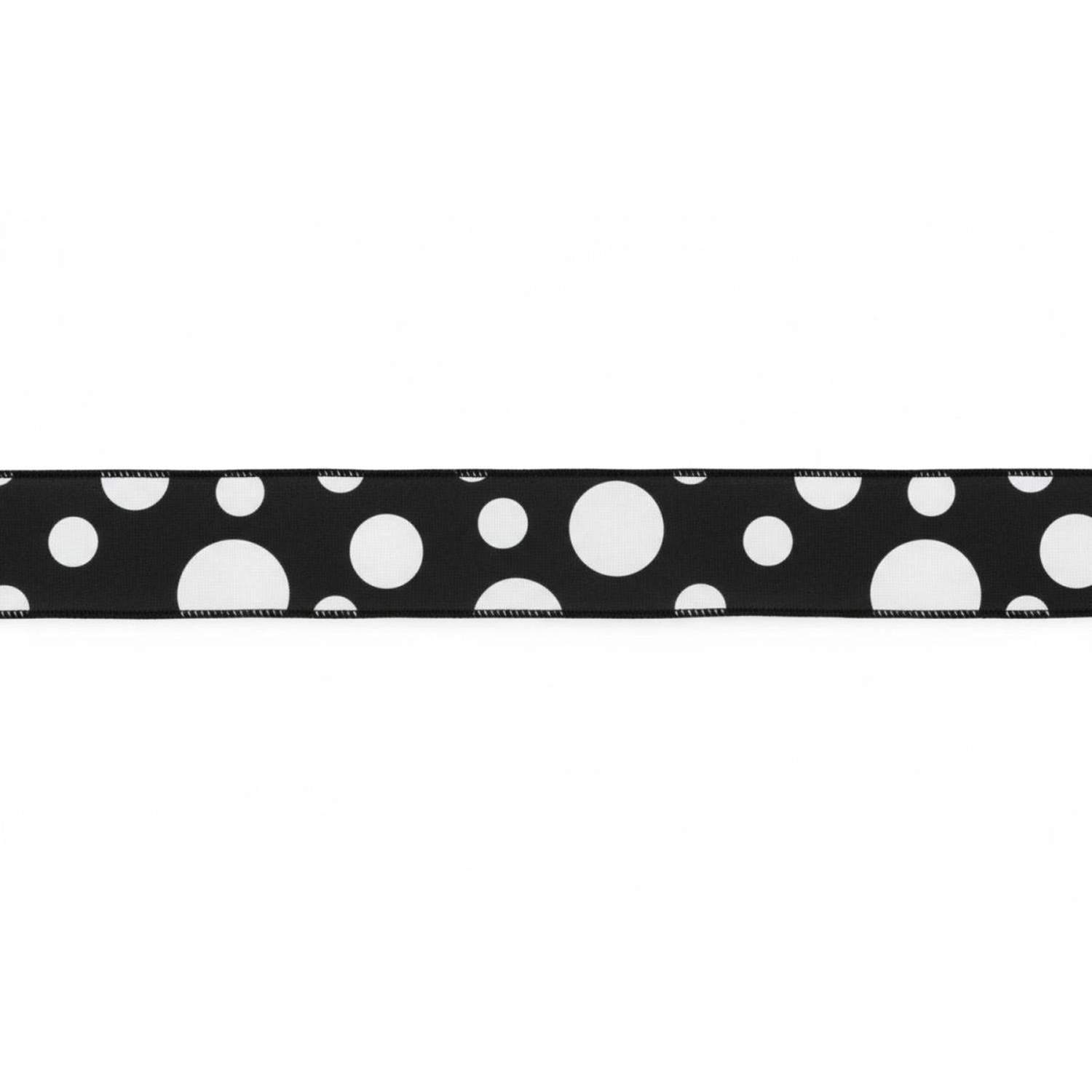 1.5" Giant Three Size Polka Dot Ribbon: Black/White (10 Yards)
