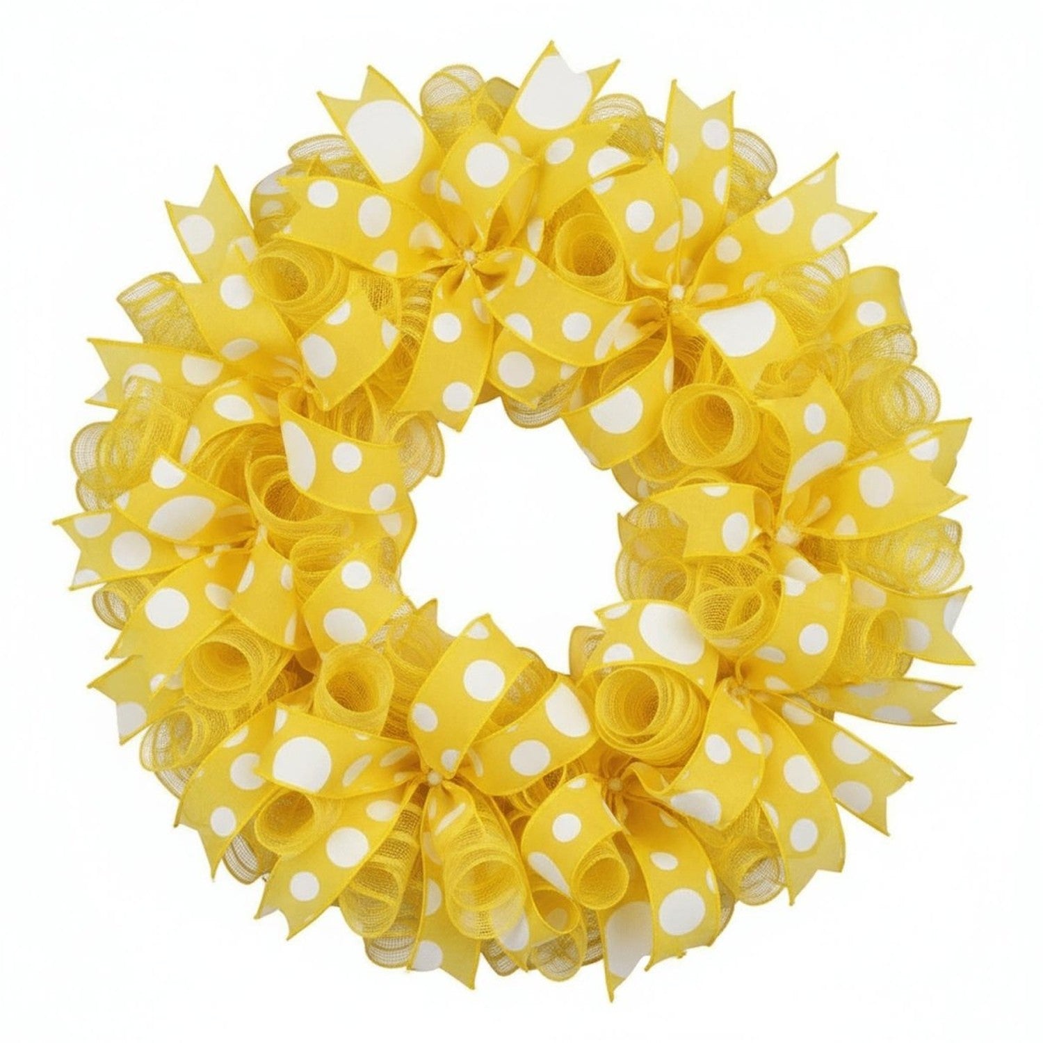 1.5" Giant Three Size Polka Dot Ribbon: Yellow & White (10 Yards)