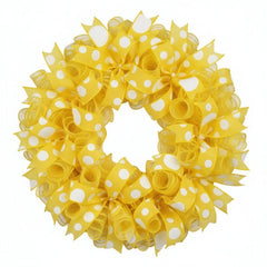 1.5" Giant Three Size Polka Dot Ribbon: Yellow & White (10 Yards)