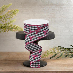 1.5" Gingham Cancer Ribbon: Black (10 Yards)
