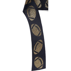 1.5" Glitter Football Ribbon: Black/Gold (100 Feet)