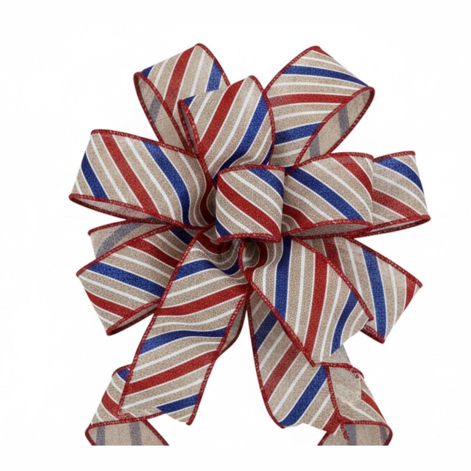 1.5" Glitter Multi Diagonal Stripe Ribbon: Natural (10 Yards)