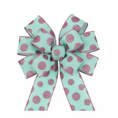 1.5" Glitter Polka Dot Ribbon: Mint Green (10 Yards)