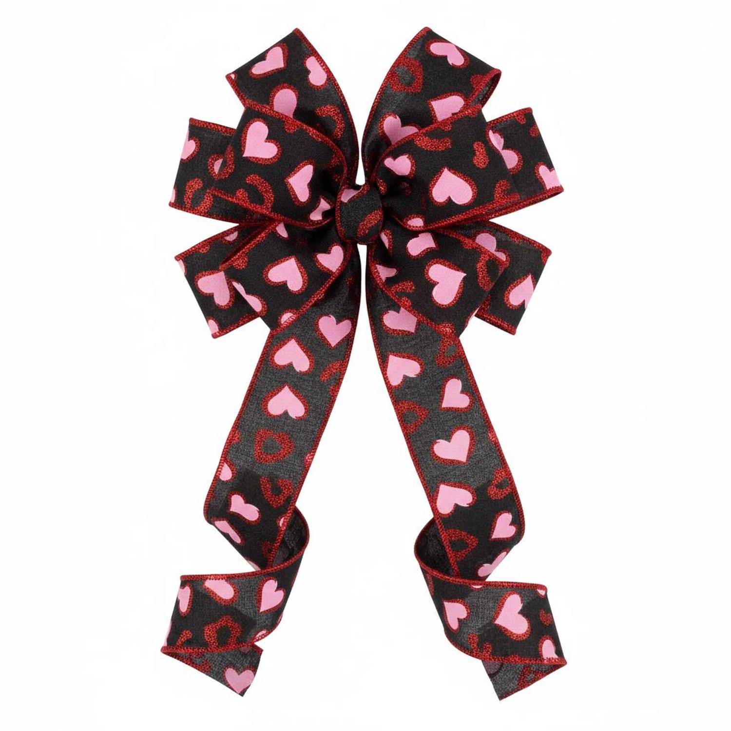 1.5" Heart Leopard Spots Ribbon: Black (10 Yard)