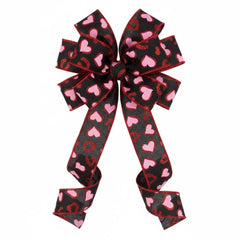 1.5" Heart Leopard Spots Ribbon: Black (10 Yard)