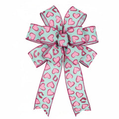 1.5" Heart Leopard Spots Ribbon: Mint Green (10 Yard)