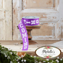1.5" Homecoming Ribbon: Purple/White (100 Feet)