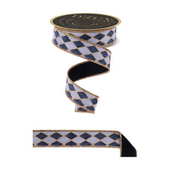 1.5 in Antique Harlequin Fused Ribbon: Black (10 Yards)