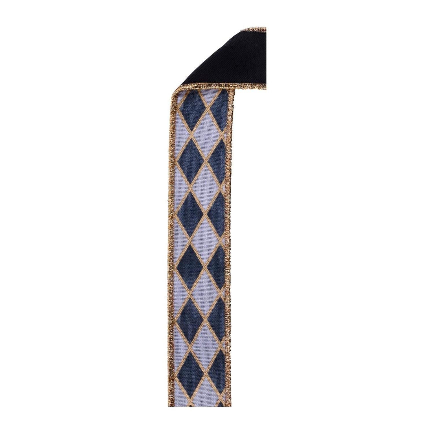 1.5 in Antique Harlequin Fused Ribbon: Black (10 Yards)