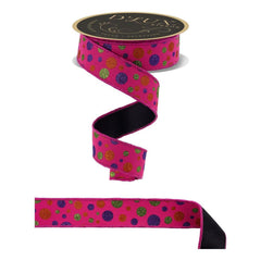 1.5 in Glitter Polka Dot Fused Ribbon: Hot Pink (10 Yards)