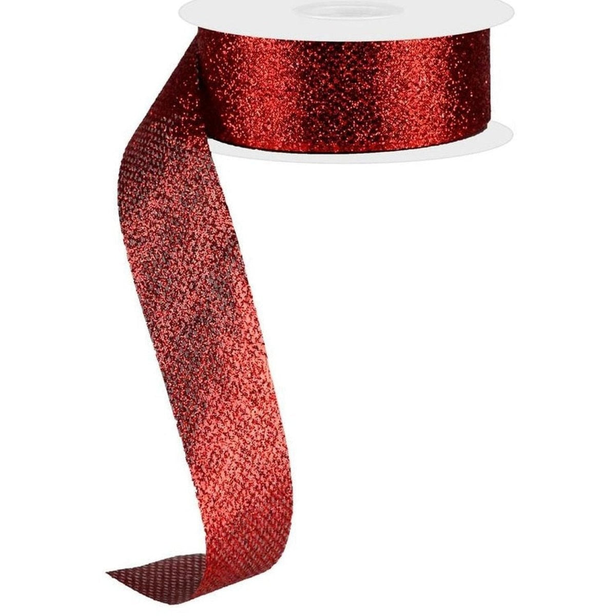 1.5 inch Glitter on Metallic Ribbon: Red (25 Yards)