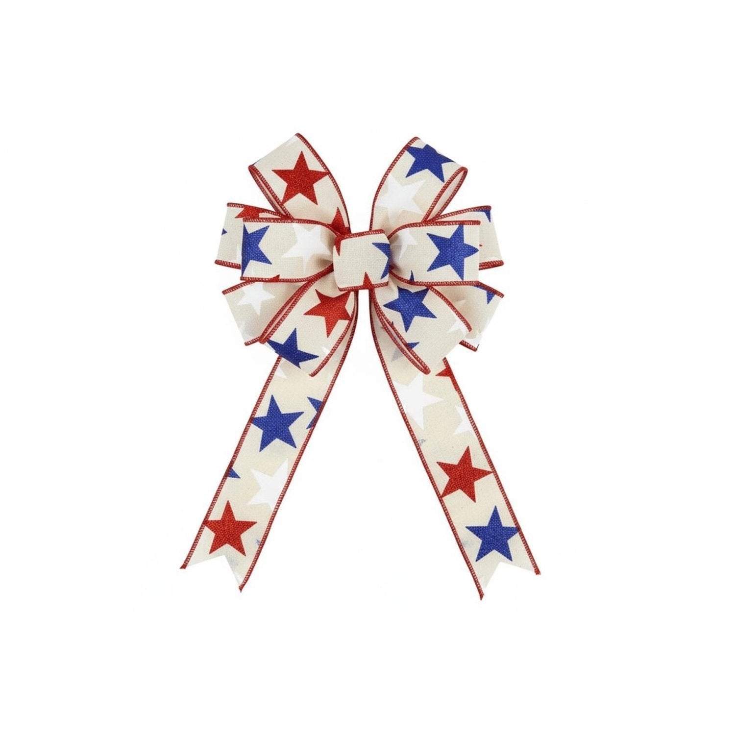 1.5" Ivory Cotton Ribbon: Patriotic Stars (10 Yards)