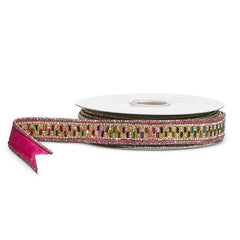 1.5" Jeweled Metallic Wired Ribbon (5 Yards)