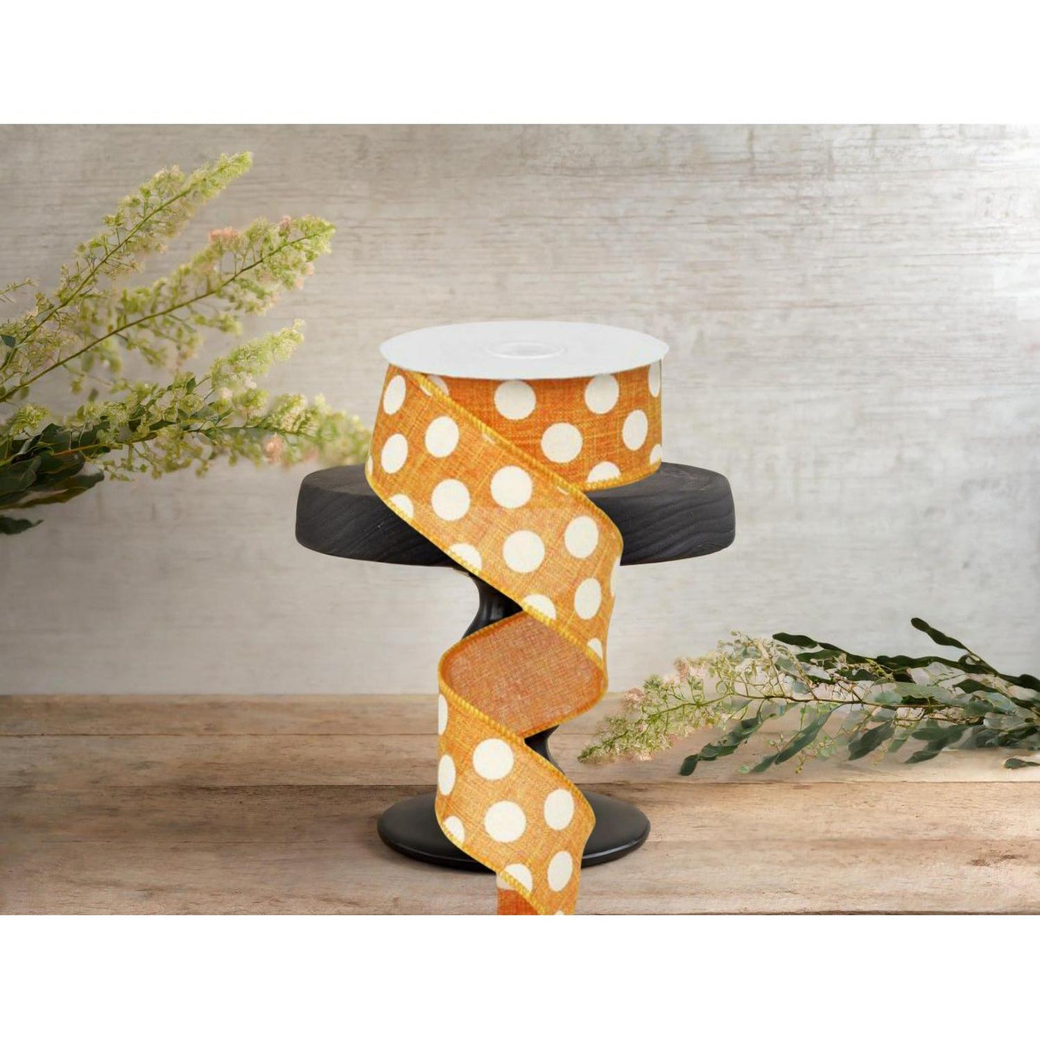 1.5" Medium Polka Dots Canvas Ribbon: Orange (10 Yards)