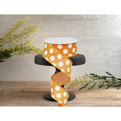 1.5" Medium Polka Dots Canvas Ribbon: Orange (10 Yards)
