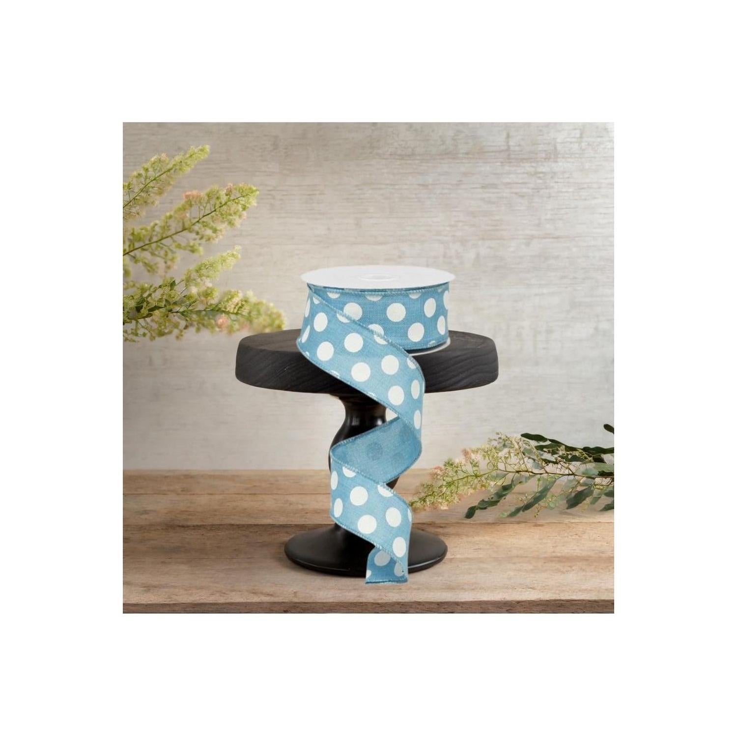 1.5" Medium Polka Dots Canvas Ribbon: Turquoise (10 Yards)
