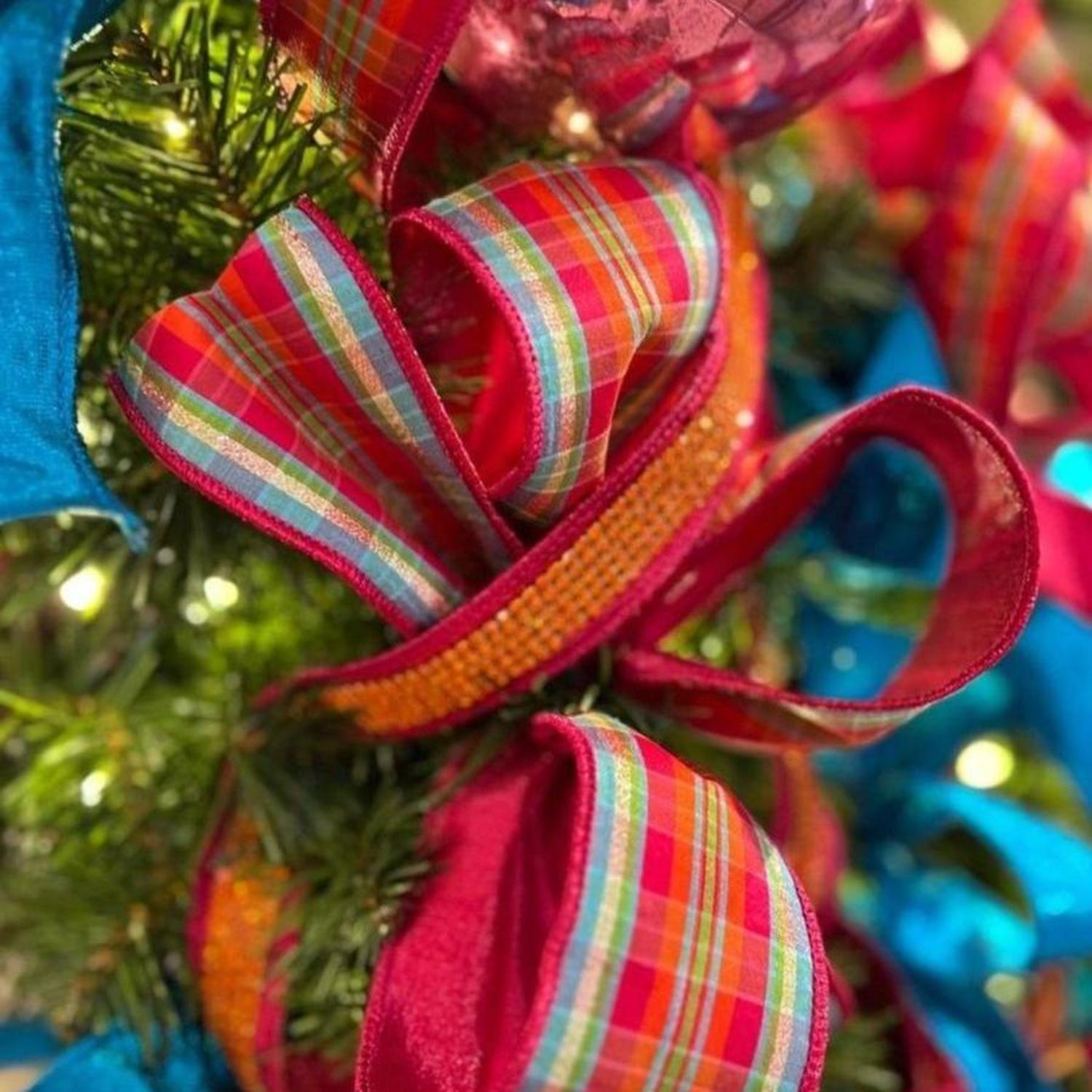 1" Metallic Dupion Duchess Jewel Ribbon: Hot Pink/Orange (5 Yards)