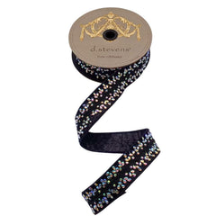 1.5" Metallic Dupion Iris Jewel Ribbon: Black (5 Yards)