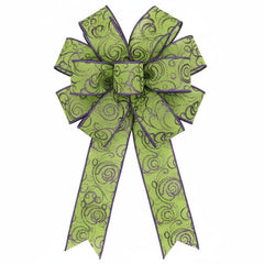 1.5" Multi Swirls Glitter Ribbon: Lime Green/Purple (10 Yard)