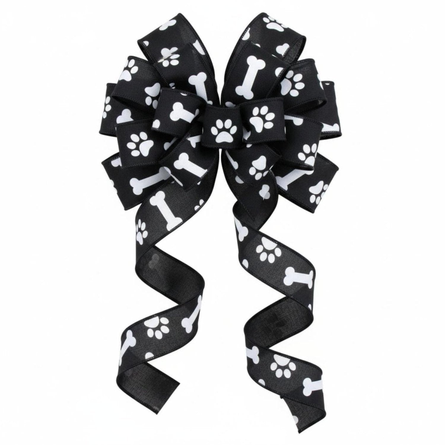 1.5" Paw Print Royal Ribbon: Black (10 Yards)