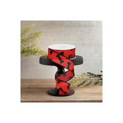 1.5" Paw Print Royal Ribbon: Red & Black (10 Yards)