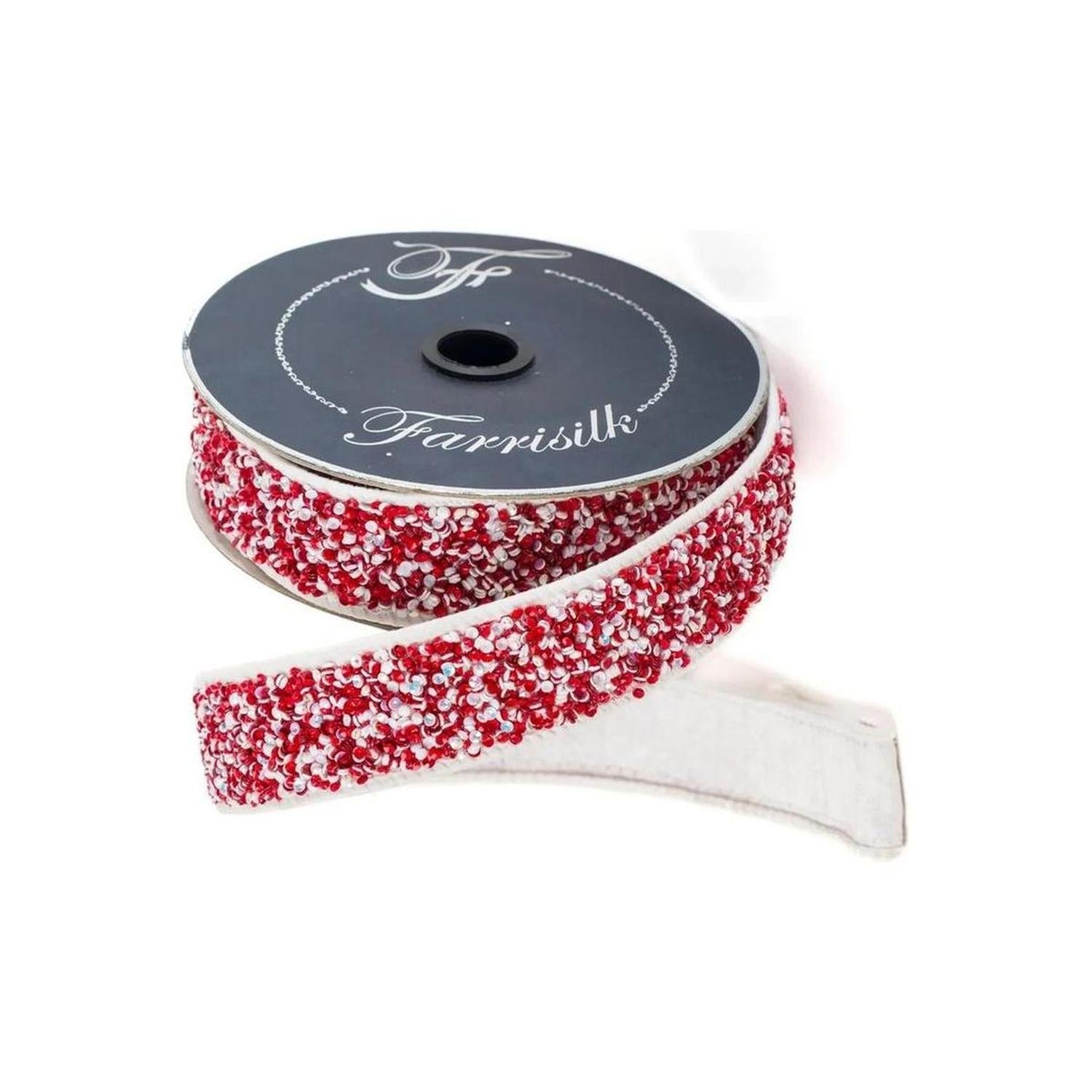 1.5" Peppermint Multi Sprinkles Ribbon: Red/White  (10 Yards)