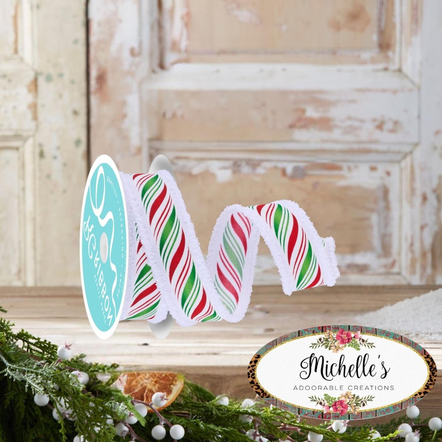 1.5" Peppermint Twist Drift Ribbon: Red/Green (10 Yards)