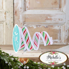 1.5" Peppermint Twist Drift Ribbon: Red/Green (10 Yards)