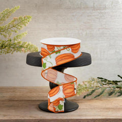 1.5" Pumpkin Patch Ribbon: Off White (10 Yards)