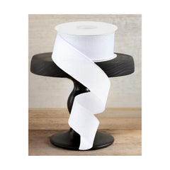 1.5" Royal Faux Burlap Ribbon: White (10 Yards)