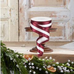 1.5" Satin Team Stripe Ribbon: Maroon & White (10 Yards)