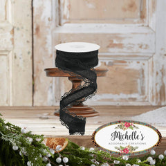 1.5" Scalloped Edge Ribbon: Black (10 Yard)