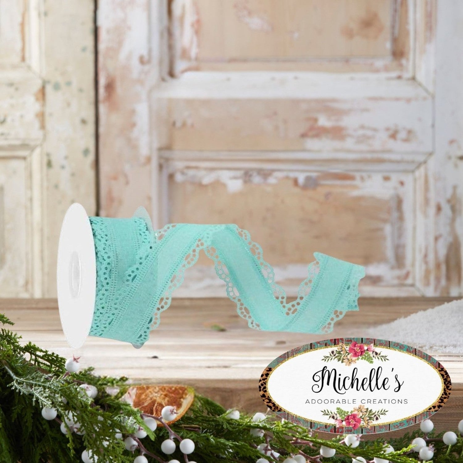 1.5" Scalloped Edge Ribbon: Ice Blue (10 Yard)