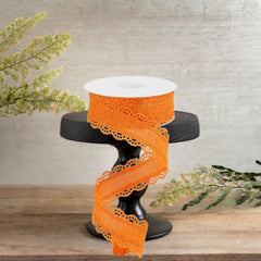 1.5" Scalloped Edge Ribbon: Orange (10 Yard)