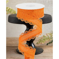 1.5" Scalloped Edge Ribbon: Orange (10 Yard)