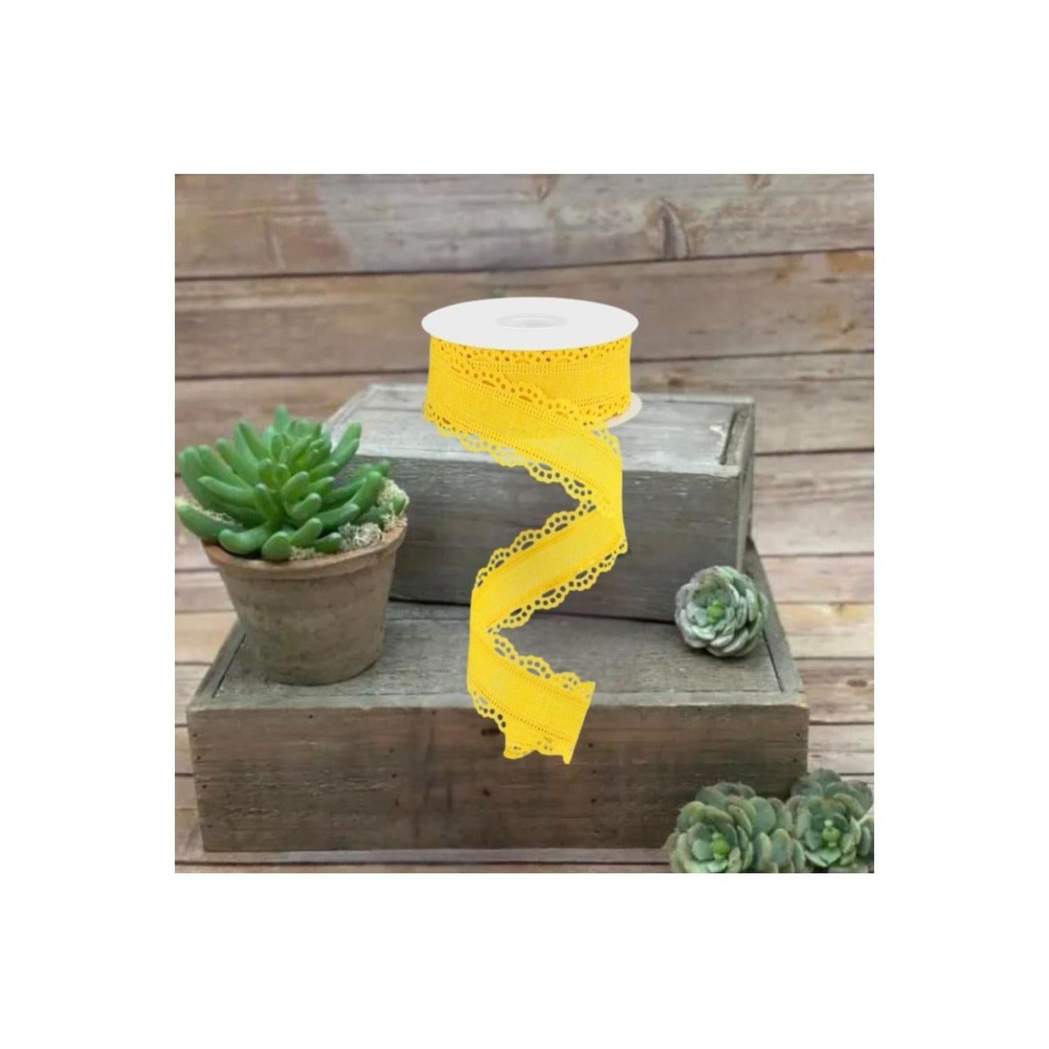 1.5" Scalloped Edge Ribbon: Sun Yellow (10 Yard)