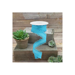 1.5" Scalloped Edge Ribbon: Turquoise (10 Yard)