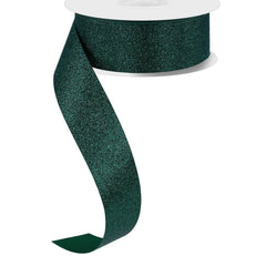 1.5" Shimmer Glitter Satin Ribbon: Hunter Green (25 Yards)