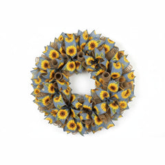 1.5" Sunflower on Canvas Ribbon: Denim (10 Yards)