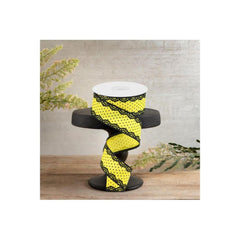 1.5" Swiss Dots Lace Edge Ribbon: Yellow (10 Yards)