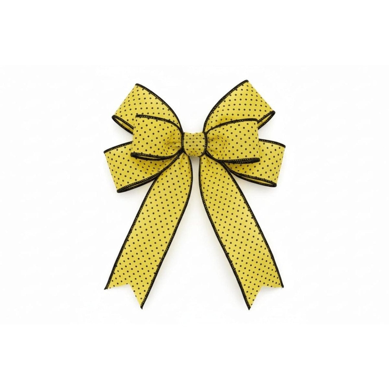 1.5" Swiss Dots Ribbon: Yellow & Black (10 Yards)