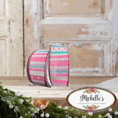 1.5" Whimsy Stripe Ribbon: Pink, Aqua, Lavender