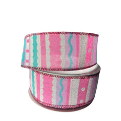 1.5" Whimsy Stripe Ribbon: Pink, Aqua, Lavender