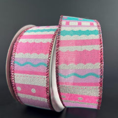1.5" Whimsy Stripe Ribbon: Pink, Aqua, Lavender
