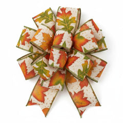 1.5in Autumn Falling Leaves Ribbon: Ivory (10 Yards)