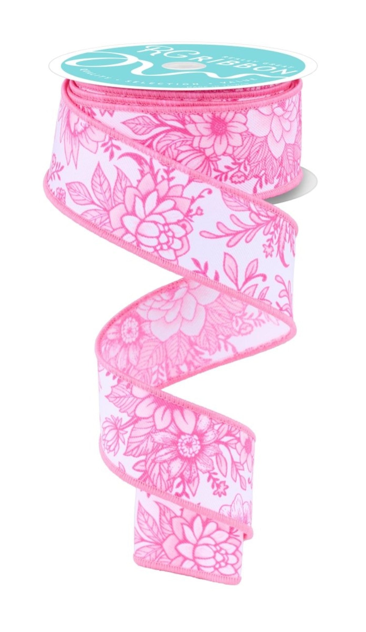 1.5in Chinoiserie Floral Ribbon: Pink (10 Yards)