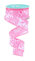 1.5in Chinoiserie Floral Ribbon: Pink (10 Yards)