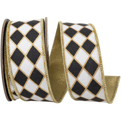 1.5in Diamond Elite Metallic Ribbon: Black/White (10 Yards)