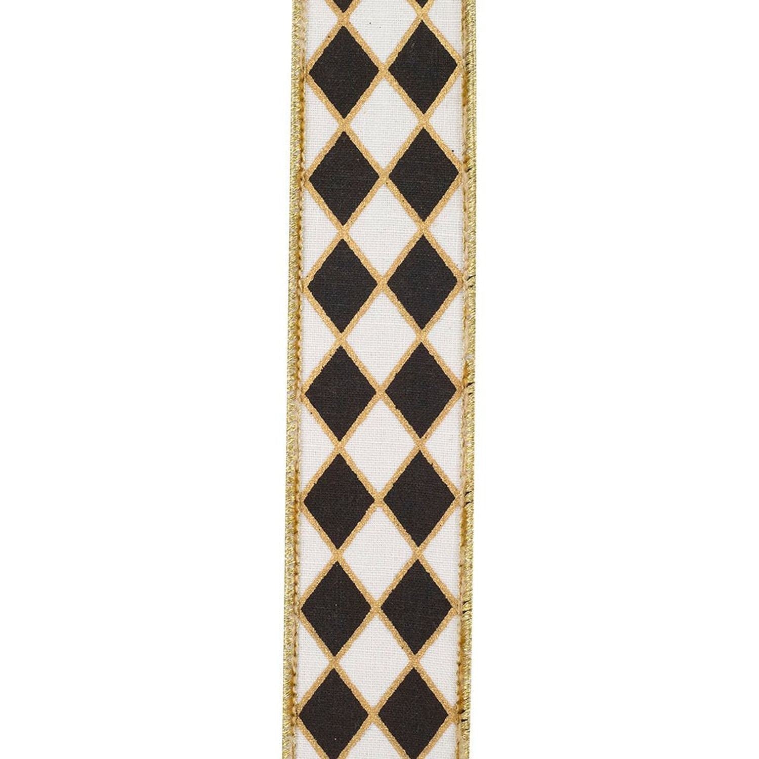 1.5in Diamond Elite Metallic Ribbon: Black/White (10 Yards)