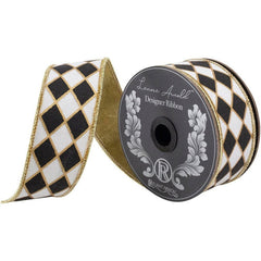 1.5in Diamond Elite Metallic Ribbon: Black/White (10 Yards)